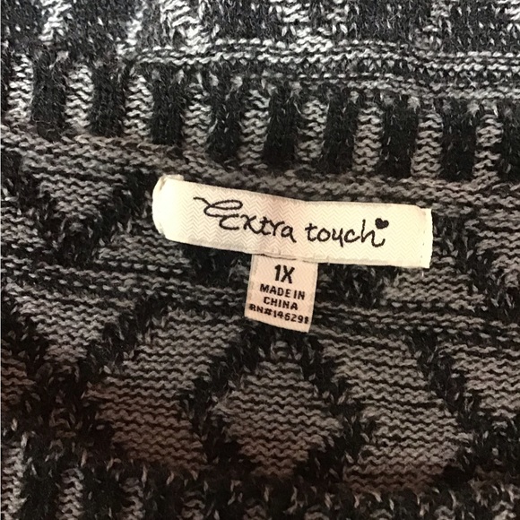 EXTRA TOUCH woman’s short sleeve winter dress sz 1X black and gray - Picture 5 of 5